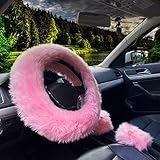 JUSTTOP Car Steering Wheel Cover, Australia Sheepskin Long Wool, Universal 13-16.5 Inch 1 Set, Car...