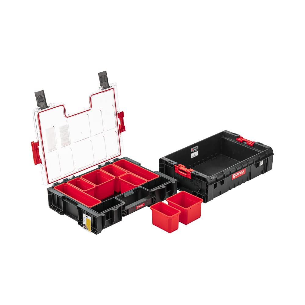 Sortimentskasten mit zusätzliche Fläche – 45 x 23,5 x 35,5 cm - Kleinteilemagazin und Werkzeugkorb SET 2in1 Sortierkästen Transportbox Baustellen Kübel Premiumklasse