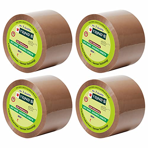 Image of YAJNAS BOPP Packaging Tape | 48 mm x 35 Meter (2 Inch x 35 Meter) | Packing Tape Rolls, Heavy Duty Tape, Cello Tape for Packaging, Decorating & DIY- 50 Micron, Brown, Pack of 4