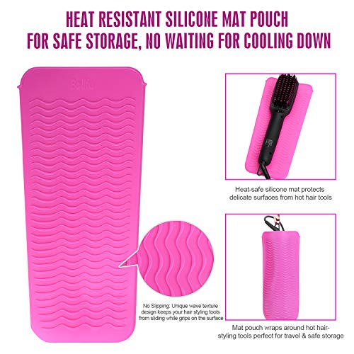 Belifu Ionic Hair Straightener Brush Dual Voltage with Silicone Mat Pouch for Safe Storage, Straightening Comb Protect Sensitive Scalp, 30s Fast Ceramic Heating, Auto Off,with Comb Cleaner and Glove - Thumbnail 5