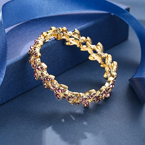 Image of EleQueen Women's Austrian Crystal Butterfly Charm Stretch Bridal Bangle Bracelet Gift for Women