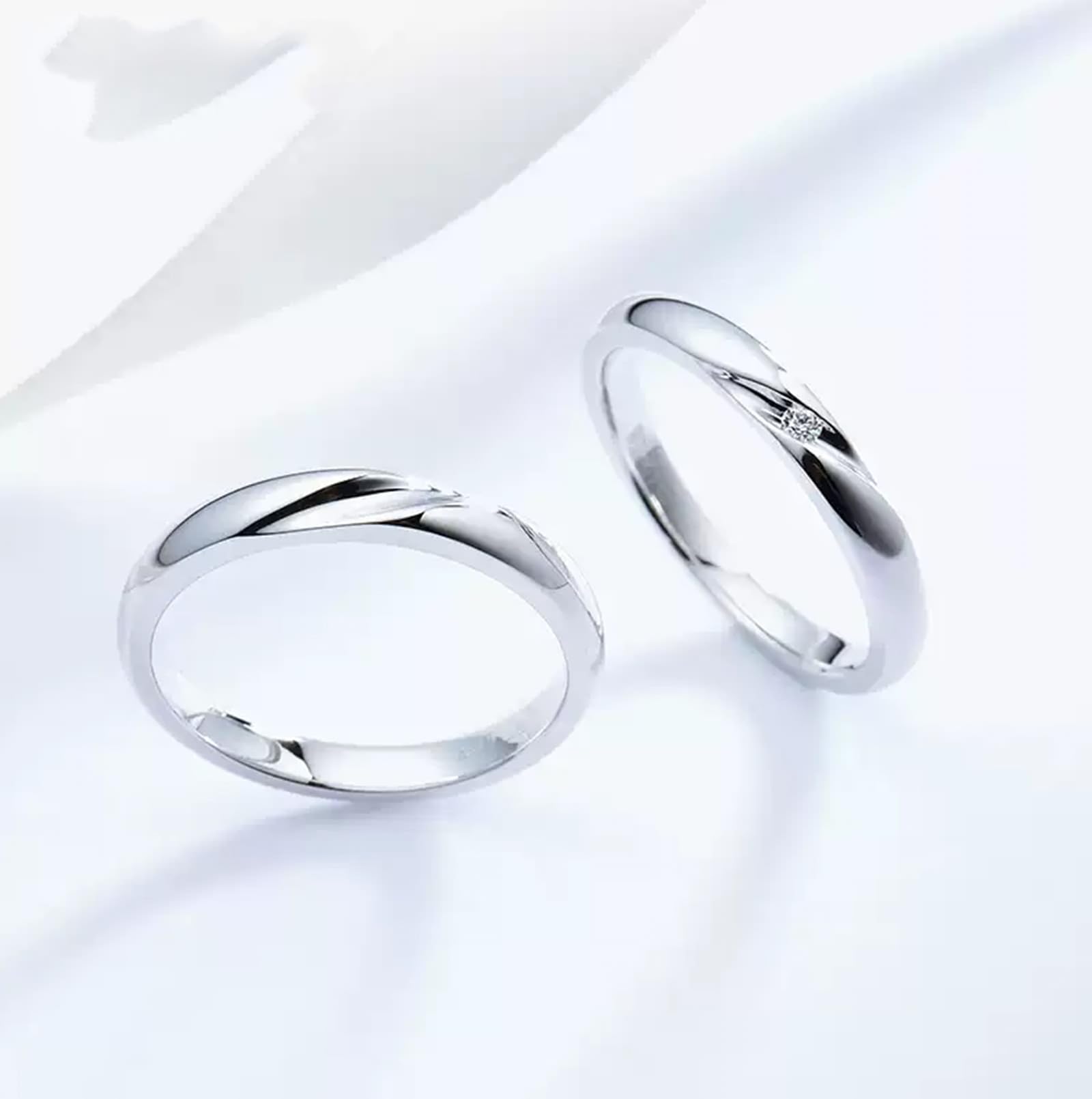 Wycian Anillos Boda Hombre Anillos Mujer Plata Oro Blanco de 14 Quilates Polaco Talla 20 Sólido No Chapado Moda para Hermana Cumpleaños Joyas