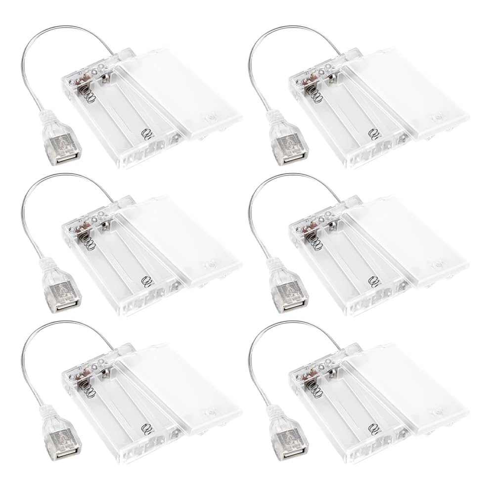 Aundhegrtt As Shown Usb Battery Pack For Led Lights- Portable 5V Power Source(6 Pcs), Includes Cover& 3 Aa Holder With Switch For Plug-In Lighting Systems