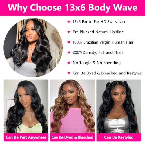 mogge 30 Inch 13x6 Lace Front Wigs Human Hair 200% Density Body Wave HD Lace Front Wigs Human Hair Pre Plucked Baby Hair Glueless Wigs Human Hair Lace Front Wigs for Women Body Wave Wig Natural Color - Image 6