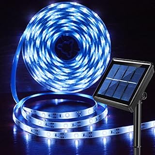 Abkshine Solar Powered LED Strip Lights,6M 180 LED Bright White Solar Balcony Lights,Waterproof Outdoor Garden Lights for Christmas Terrace, Balcony, Pool Stairs, Chicken Coop, Pergola, Golf Cart