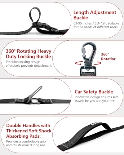 image for WANFIRE Hands Free Dog Leash, Crossbody Dog Leash, 5.3-7.8Ft Waist Bel