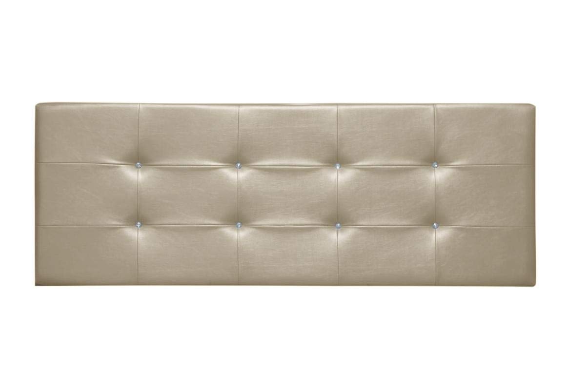 Cabecero de Cama tapizado en Polipiel y con Botones de Cristal. Altura 55cm. Color Beige. para Cama de 180 (Medidas 190x55x8) Pro Elite.