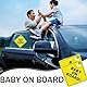 Warnschilder fürs Auto Baby an Bord,2 Stück Baby an Bord Schilder fürs Auto,selbstklebendes Autoschild mit doppelten Saugnäpfen,langlebiger Autoaufkleber, wiederverwendbar für Autofenster (12 cm)