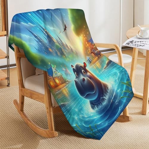 Couverture hippopotame flannel plaid polaire lit canapé 140x180 - 8