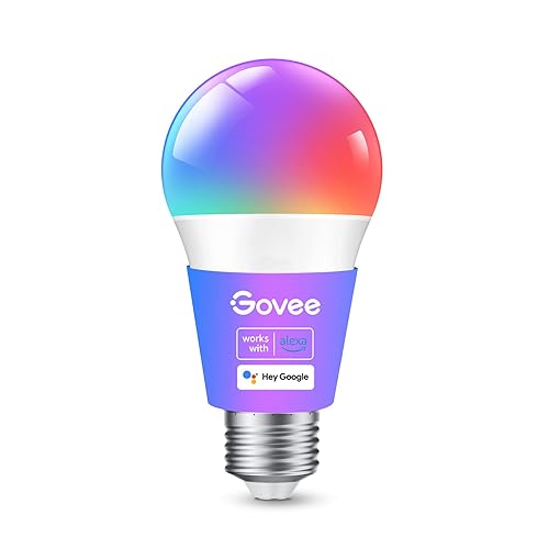 Govee Smart Light Bulbs, Color Changing Light Bulb, Works with Alexa and Google Assistant, 16 Million Colors RGBWW, WiFi & Bluetooth LED Light Bulbs, Music Sync, A19, 800 Lumens, 1 Pack - 1