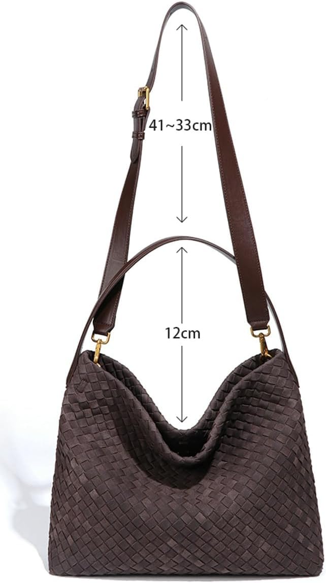 Slouchy Suede Woven Hobo Bags Women Trendy Suede Purse Crossbody Crescent Shoulder Satchel Bag Top Handle Tote Handbag | Slouchy, Woven, Trendy, Suede Purse, Crescent - Image 7