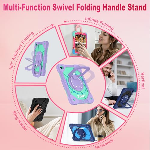 Image of WESOROL Case for Samsung Galaxy Tab A11 Plus Galaxy Tab A9 Plus 11 Inch,Shockproof Cover for Samsung Tablet A11+ /A9+ Case with Screen Protector 360 Rotating Stand Pencil Holder,Purple Green