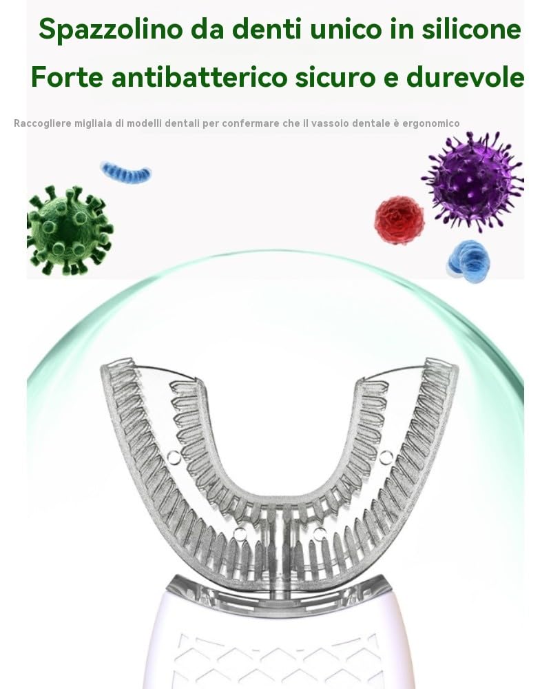 Sonic Brush Spazzolino Elettrico U-Shaped per Adulti - Pulizia Automatica e Sbiancamento dei Denti, Sonic Brush Spazzolino Elettrico a 360° Con Pulizia Automatica (Blu)