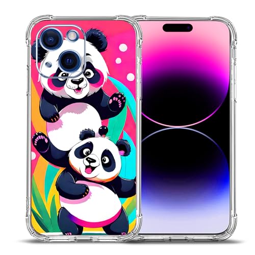 Coque pour iPhone 15 panda rose intégrale en TPU antichoc