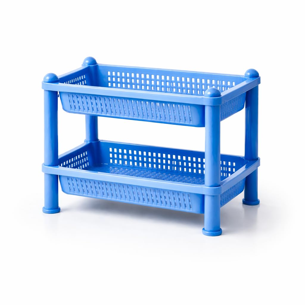 HSW Home 2-Layer Kitchen Rack Stand/Multipurpose Rack for Storage/Vegetable Stand for Kitchen Storage Rack/Durable Kitchen Racks for Storage (BLUE) (2)-image-14