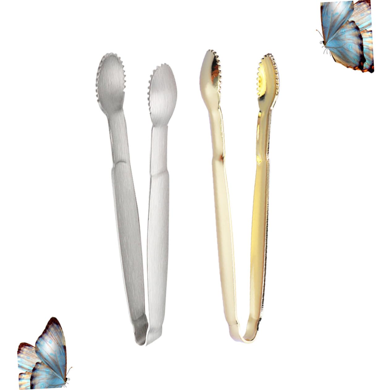 COLLBATH 2pcs Gold Plated Stainless Steel Ice and Sugar Tongs Serving Clips for Tea Parties Home Gatherings and Cafes Versatile Kitchen Tool for Sugar Cubes Ice and Snacks