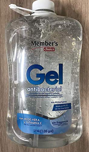 Jabones, Drugstore Members Choice Gel Antibacterial Member's Choice Elimina el 99.9% de las bacterias con vitamina E y extracto de Áloe Vera 4 Litros