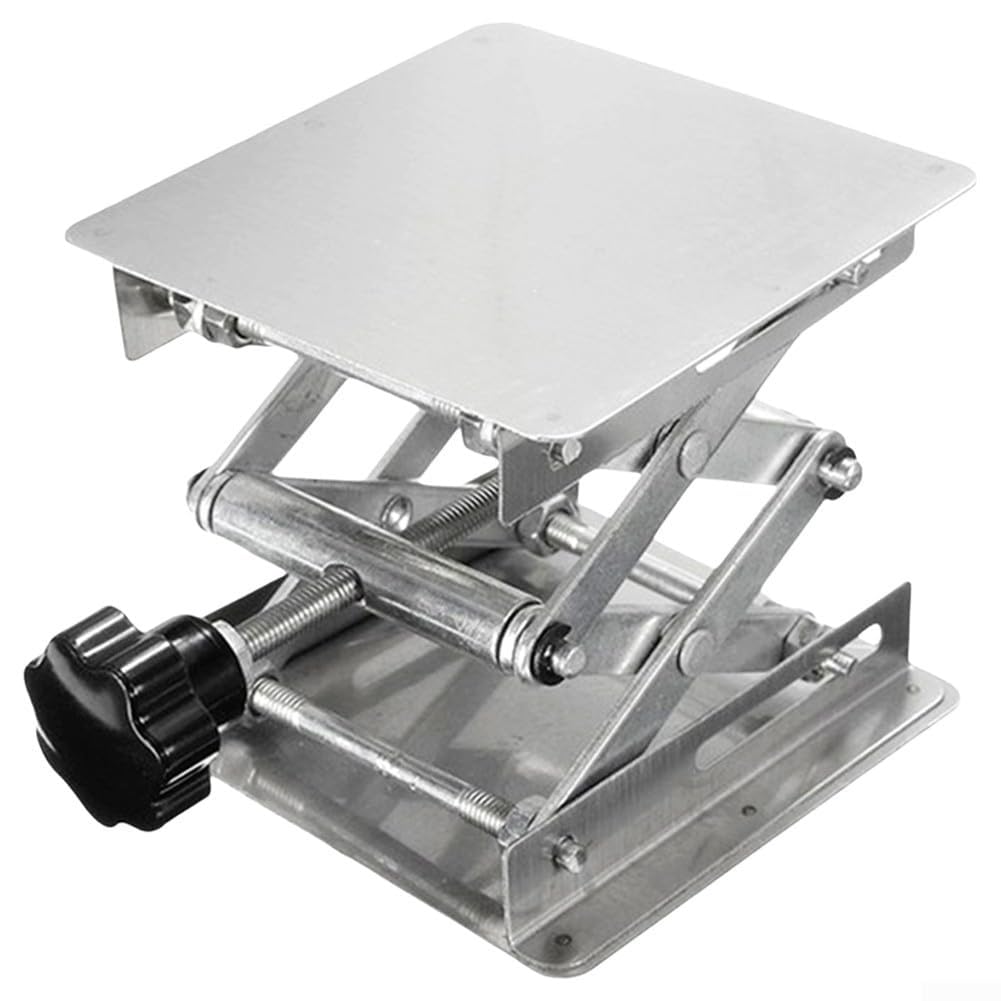Plataforma de elevación de acero inoxidable ajustable en altura de 150 x 150 mm, versátil soporte de laboratorio y mesa de trabajo para carpintería, proyectos de enrutador y uso en talleres
