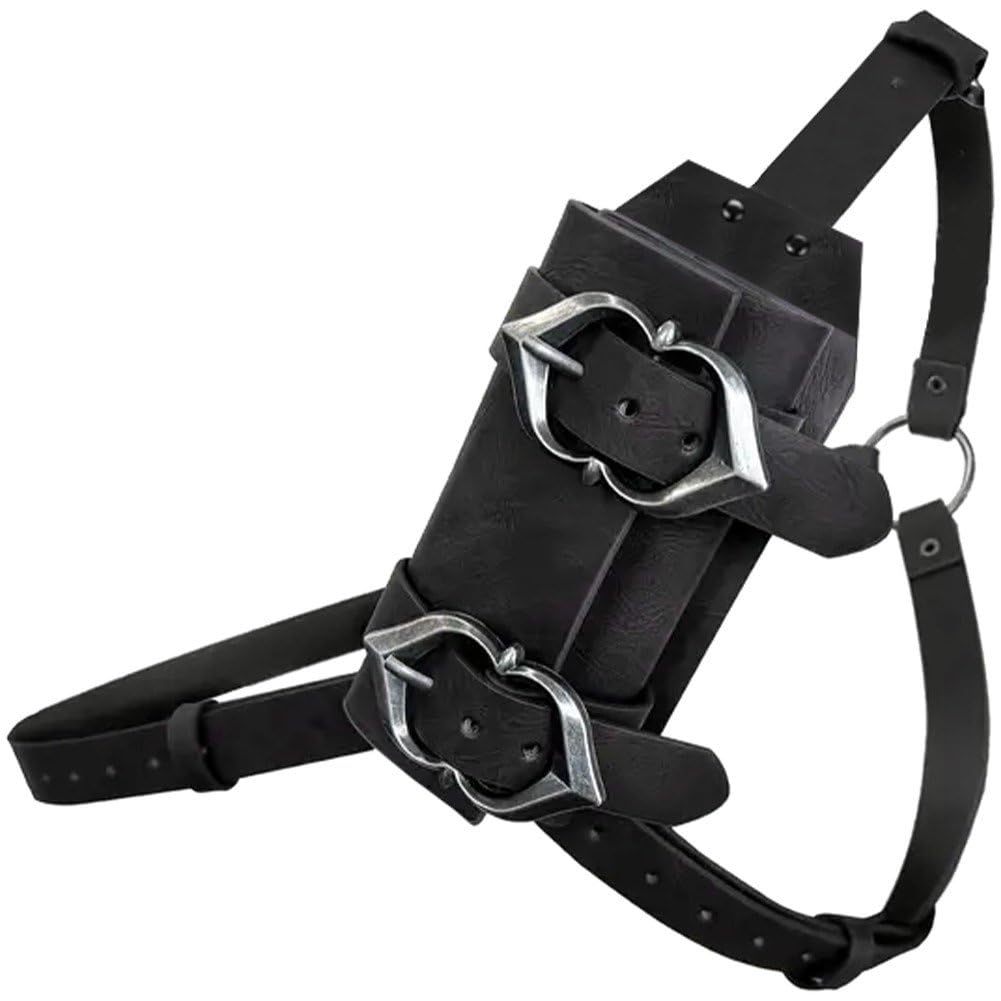 Baokuan Medieval Shoulder Strap Holder Retro Knight Scabbard Belt Outdoor Pu Leather Shoulder Back Belt Scabbard Holder for Cosplay