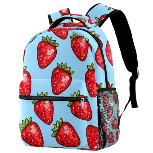 Sac à dos de voyage avec porte-bouteille fille garçon sac à motif fraises multicolore