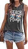 KIDDAD Beach Please Tank Tops Women Summer Beach Tanks Sleeveless Graphic Hawaiian Vacation Shirts D