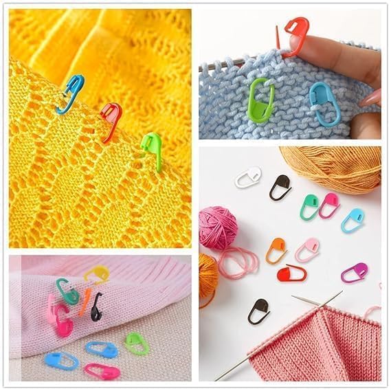 Image of QALAM Kaari 100 Pcs Stitch Markers Set for Knitting & Crochet | Locking Plastic Stitch Markers with Box | Durable Needle Clips for Yarn, DIY Sewing, and Handmade Craft Projects