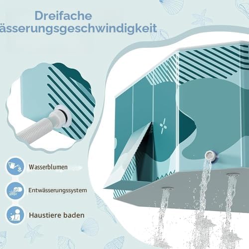 Klappbarer Schwimmpool - Hartplastikschale Zusammenklappbares Rechteckiges Planschbecken für Erwachsene und Familie, Perfekt für Outdoor-Spaß im Garten