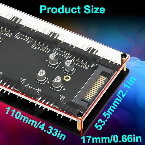 HATMINI Hub ARGB y PWM de 8 Vías - 5V 3 Pines y 4 Pines Con Carcasa Acrílica y Adhesivo 3M - Para Ampliar Ventilador de Placa Base e Interfaz ARGB - imagen 8