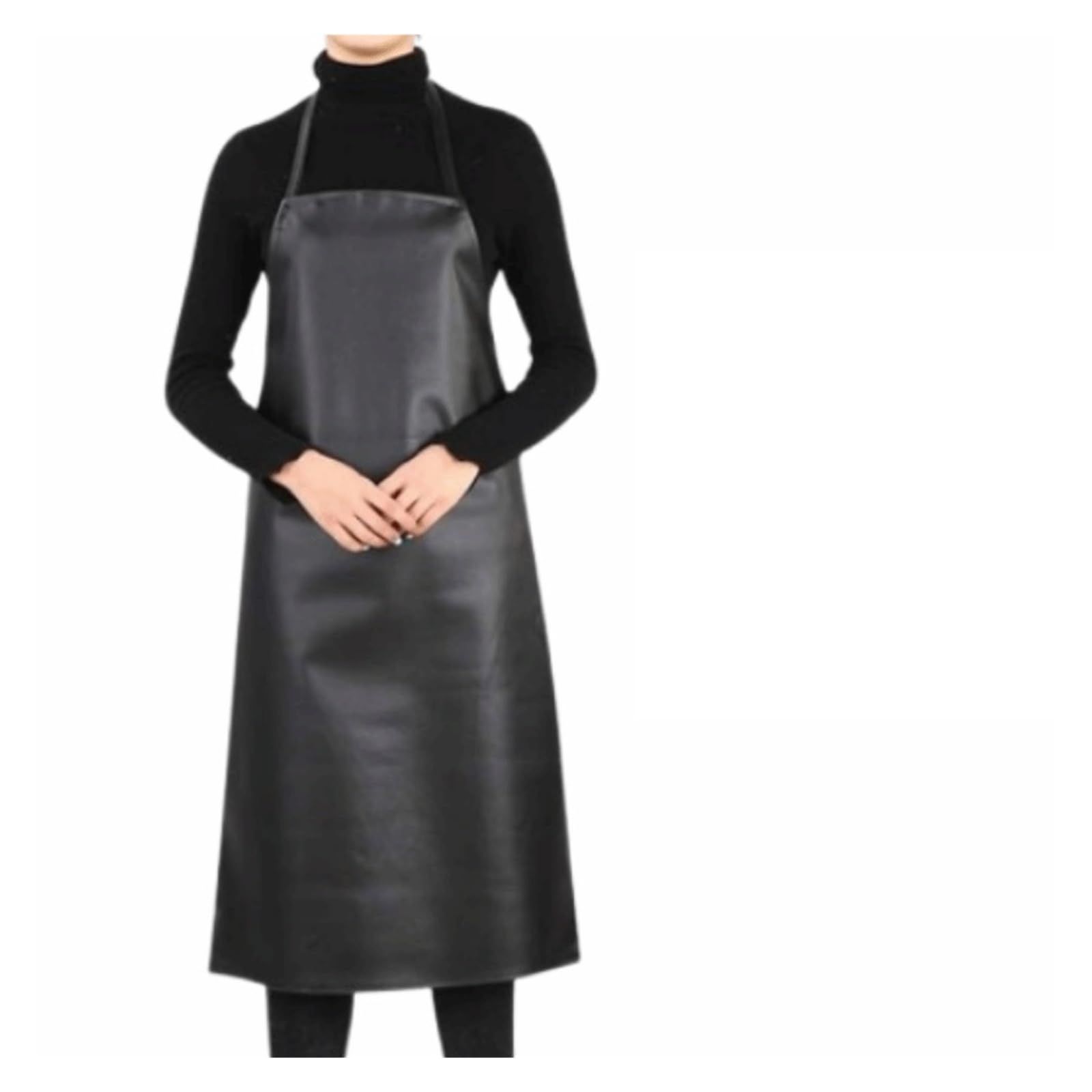 LNHHG Welding Clothes, Thickened PU Leather Apron Oil Resistant Work Waterproof with Welding Protective(95cm Black)