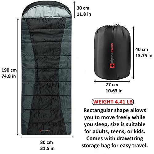 Bolsa de dormir Alpine Swiss 0°C (32°F) ligera impermeable con saco de compresión para adultos, camping y senderismo todo el año miniatura 2