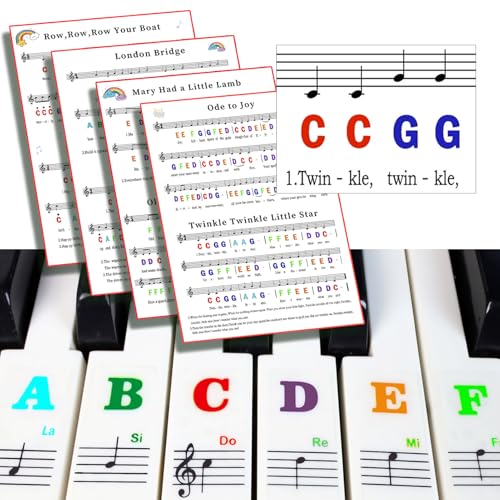 Piano Keyboard Stickers with Sheet Music for Beginners
