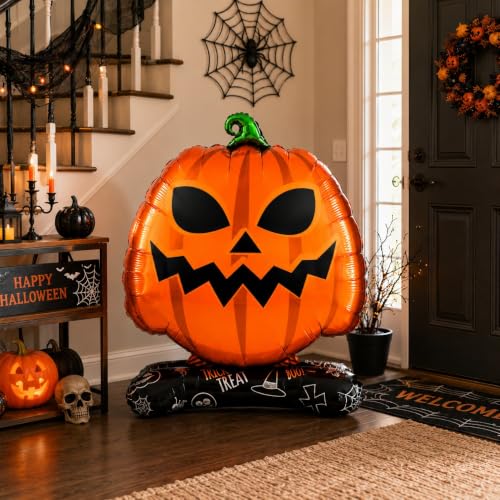 Image of AMFIN Halloween Pumpkin Jack O Lantern Foil Balloon Decoration