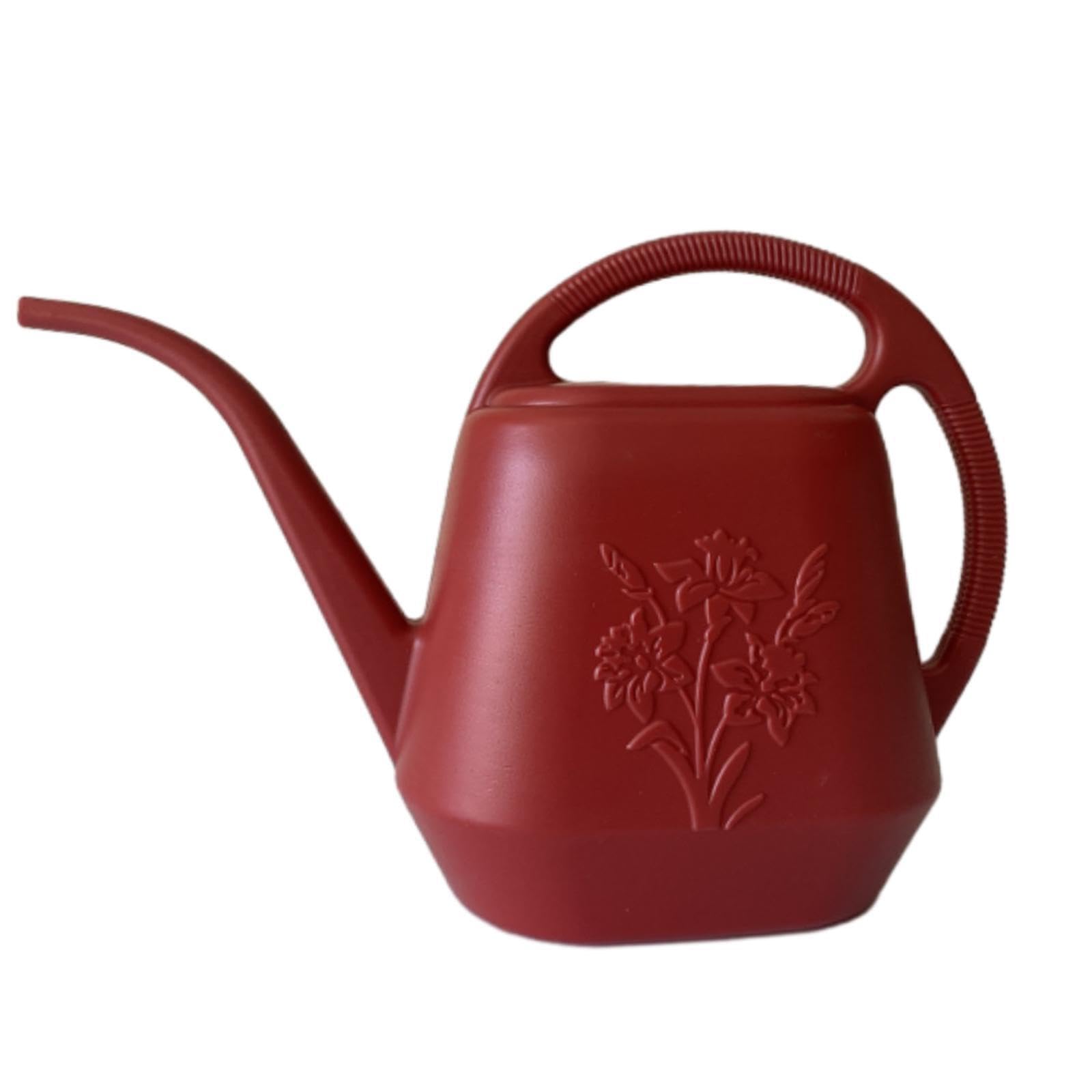 Zambuph Watering Pot With Ergonomic Handle Indoor Outdoor 4L Durable Reliable Long Spout Which Is Not Easy To Slip Garden Watering Can Indoor Outdoor Plant, Red, 38x24.5cm