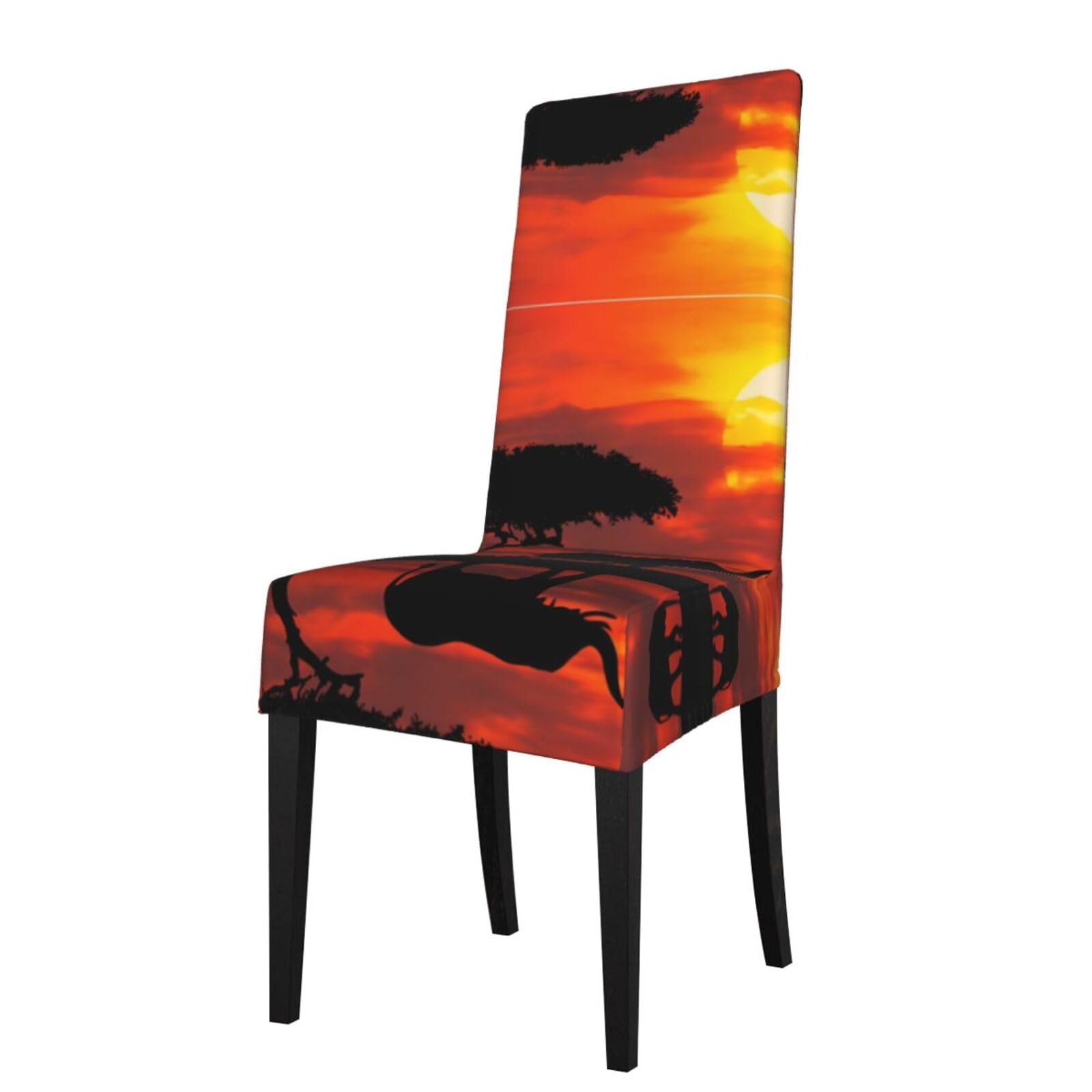 HLSBSSL Elephant Sunset Printed dining chair covers, wrinkle-resistant and iron-free, suitable for hotels, banquets, and conferences