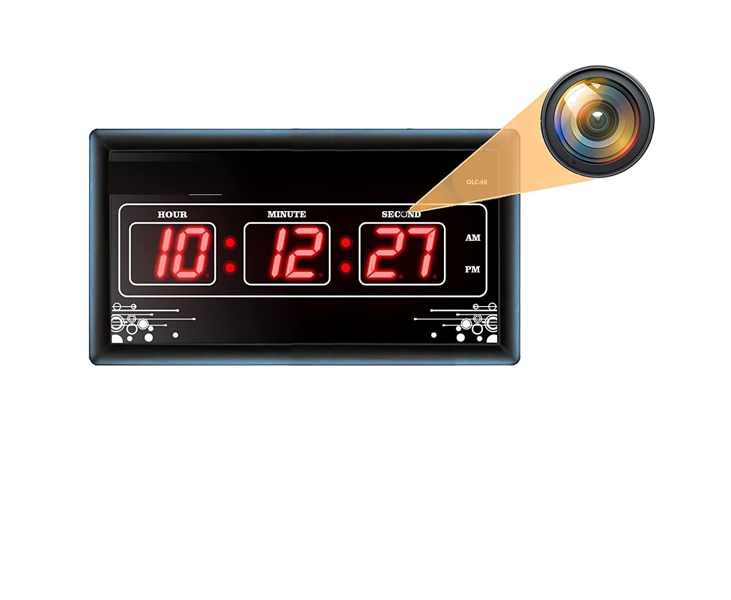 FREDI HD PLUS WiFi Clock Camera for Home & Office | 1080p HD Video and Audio Recording | Digital Wall Clock with Live View | TF Card Storage | Continuous Loop Recording | Indoor Security Device