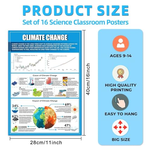 Image of EggSun 16 Pcs Ecosystems Science Posters for High School Classroom Decorations, 11 x 16in Ecology Teaching Charts for Teachers Middle School Supplies Education Classroom Bulletin Board Wall Decor