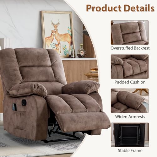 Sillón ergonómico reclinable marrón de terciopelo miniatura 7
