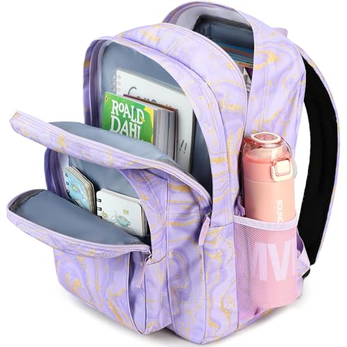 Image of abshoo Classical Basic Marble Womens School Backpack For College Teen Girls Water Resistant Bookbag (Marble Purple)
