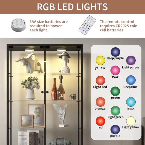 Image of LFT HUIMEI2Y 4-Tier Glass Display Cabinet with LED, Iron Frame Display Case