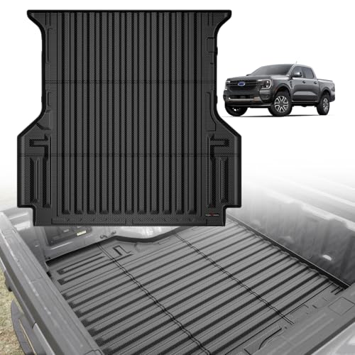 Image of TripleAliners Truck Mat Compatible with 2024-2026 Ford Ranger 5FT Accessories, Truck Bed Mat Heavy Duty Custom Fit All Weather Protection TPE Pickup Liner