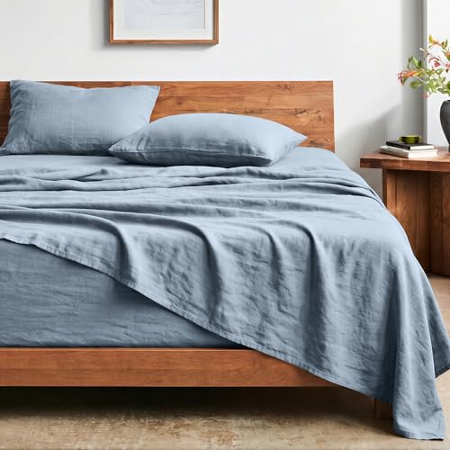 Bare Home Queen Sheet Set - Luxury 1800 Ultra-Soft Stonewashed Microfiber - Brushed - Deep Pockets - Easy Fit - Breathable Bedding - Sheet Sets & Pillowcases (Queen Dusty Blue)