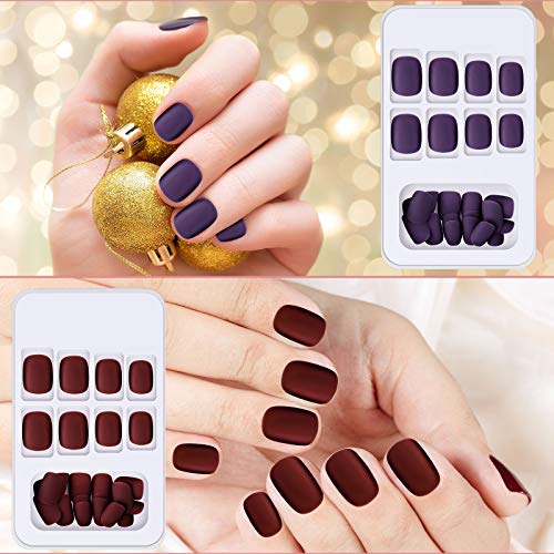 192 Pieces Short Matte Press On Nail Acrylic Short Square Glue On Nails Colorful False Nails Full Cover Coffin Artificial Fake Nail For Women And Girls 8 Boxes (Multicolor,Short Style) #TOP6