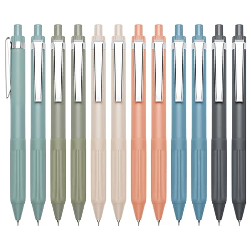 Image of Linbsunne Gel Pens Black Ink Pens for Office 0.5mm Fine Point Pens Smooth Writing Retractable Work Pen (Metal clip-12 pcs)