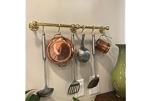 Handcrafted Brass Wall Mounted Folding Hanging Rail with Hooks