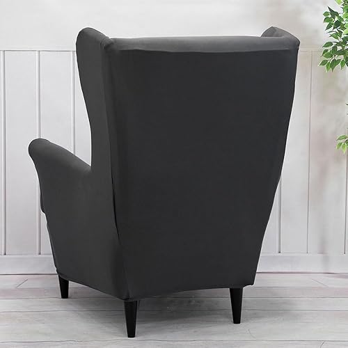 Miniatura 3 de Funda para silla Wingback, 2 piezas, fundas para silla con respaldo de ala, lavables, elásticas, fundas para silla con respaldo de ala con brazos