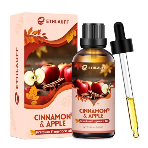 Cinnamon Apple Essential Oil 100ml Fall Essential Oil for Diffusers for Home Autumn Scented Oils for Candle & Soap Making Bath Bombs Massage - 3.38FL.OZ