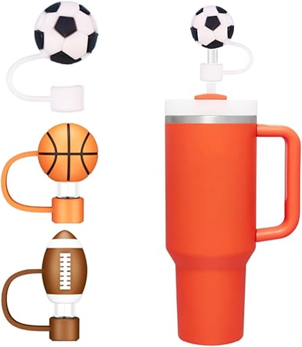 Funda para popote de baloncesto, fundas de silicona para popote de fútbol compatibles con Stanley, accesorios para copas Stanley de 40 onzas,