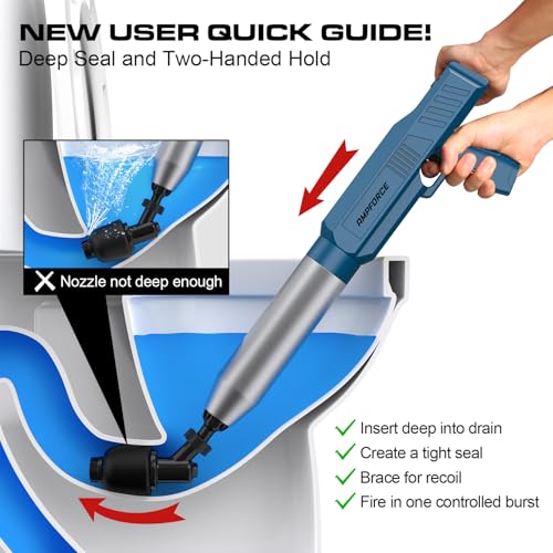 Image of ‌Electric Toilet Plunger for Bathroom, High-Pressure Air Plunger, Heavy-Duty Clog Remover for Toilets, Toilet Drain Unclogger(Blue)