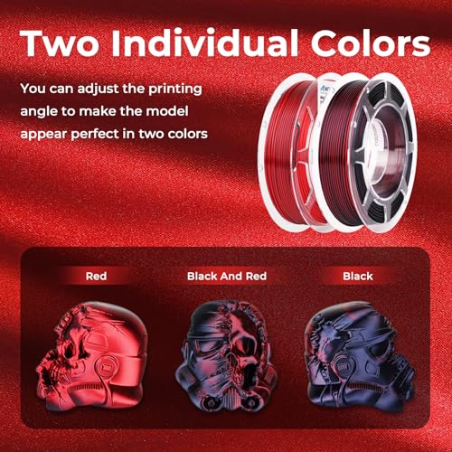 Image of AMOLEN Silk PLA 3D Printer Filament Bundle, Shiny Dual Color PLA Filament 1.75mm Pack, Color Change PLA 3D Printing Filament for Most FDM 3D Printer, Black Series 200g X 4 Spools