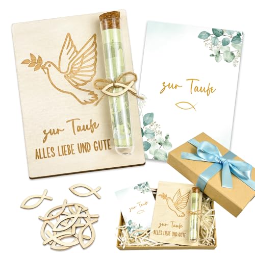 Luckeey Taufgeschenke für Mädchen Jungen, Geldgeschenke Verpackung Geschenk Taufe mit Taufkarte Holz, Sinnvolle Geschenke zur Taufe, Taufgeschenke von Großeltern